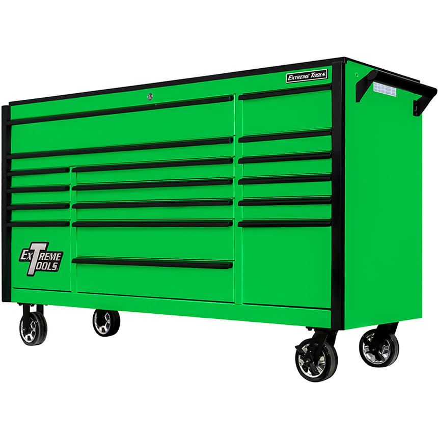 Extreme Tools® DX Series 72in W x 21in D 17 Drawer Triple Bank Roller Cabinet 100 lbs Slides