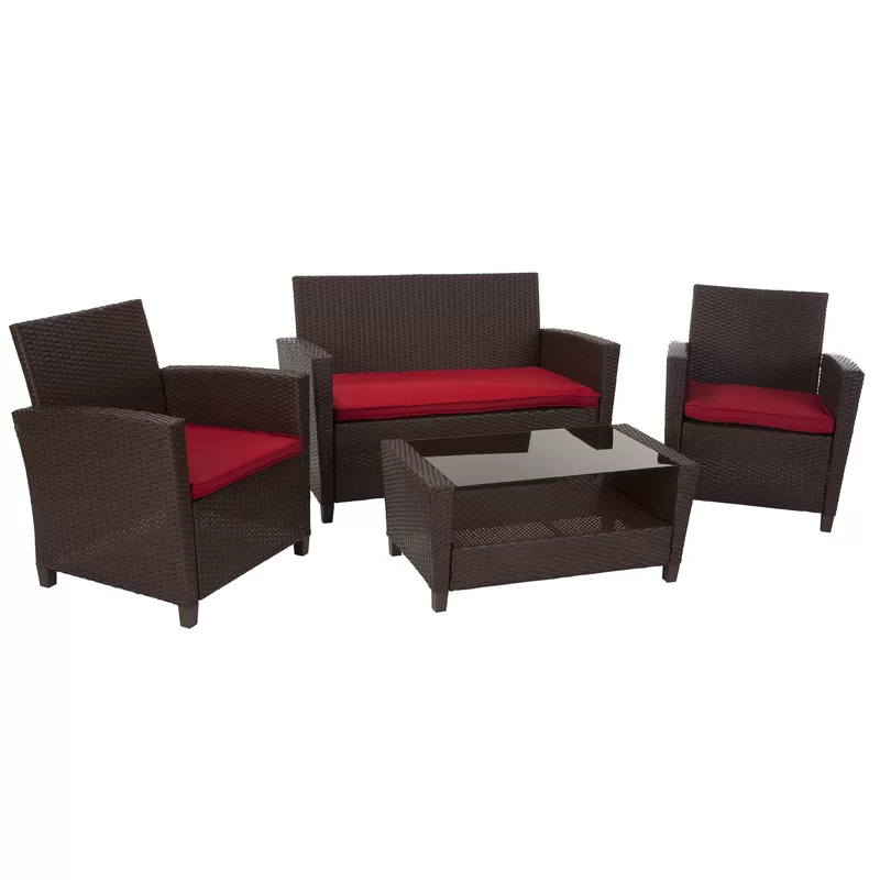 Wicker 4 - Person Garden Lounge Set with Cushions