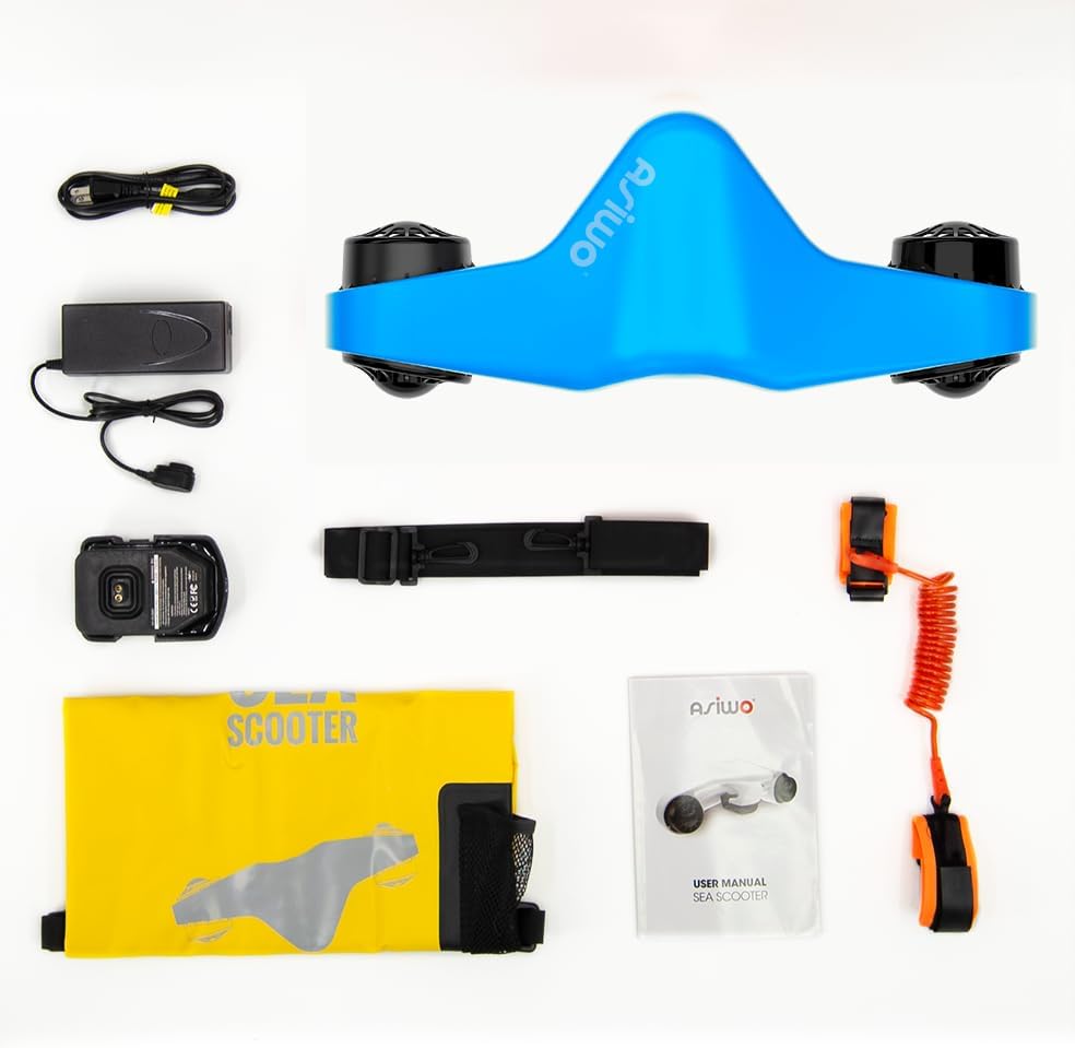 Asiwo Underwater Scooter with Action Camera Mount - Waterproof Dual Motor Sea Scooter for Diving, Swimming, Snorkeling