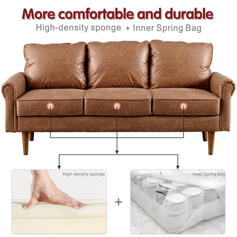 Ainsley 74.01” Rolled Arm Sofa