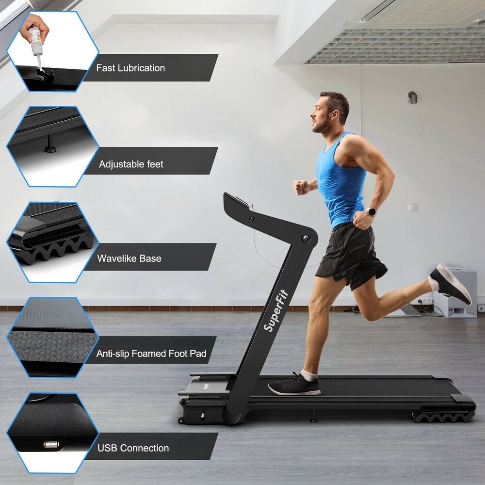 4.0HP Foldable Electric Treadmill Jogging Machine with Speaker LED - 57.5 x 31 x 43.5 (L x W x H)