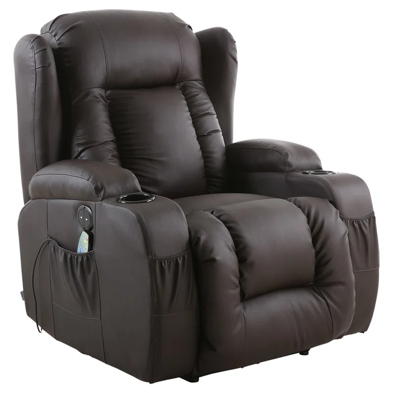 Bonded Leather Electric Recliner with Massager and Heating