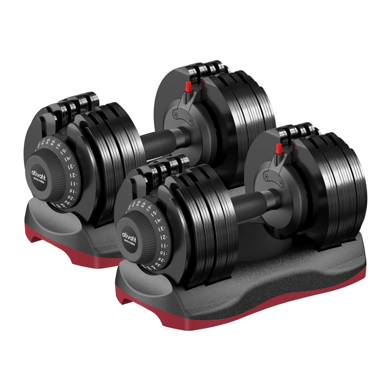 ATIVAFIT Adjustable Dumbbell Set 44LBS Pair/ 66LBS Pair Dumbbell Free Weights Dumbbell Multiweight Options for Men Women Full Body Workout Fitness Home Gym