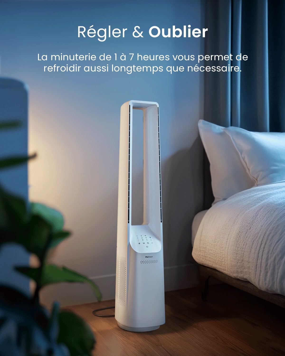 Pro Breeze Bladeless Tower Fan - 101cm Smart Tower Fan - WiFi - Ultra Quiet with Remote Control, LED Display, 6 Speeds, 5 Modes and 60° Oscillation