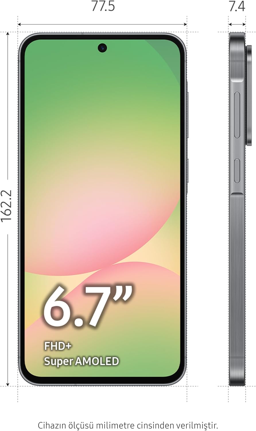 Samsung Galaxy A56 5G, Android Smartphone, 256GB Storage, 8GB RAM, Anthracite, 6x Operating System Upgrade, Big Screen, Long Battery Life, 8GB + 256GB