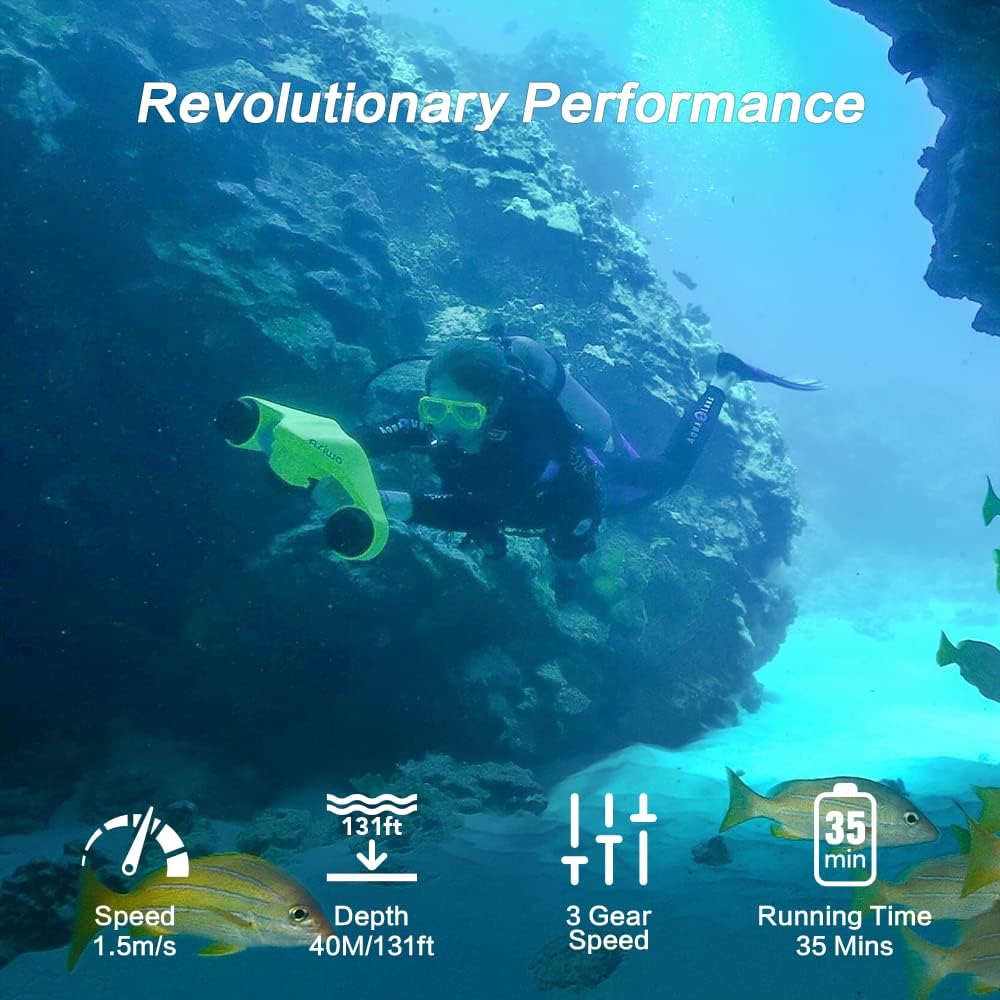 Asiwo Underwater Scooter with Action Camera Mount - Waterproof Dual Motor Sea Scooter for Diving, Swimming, Snorkeling