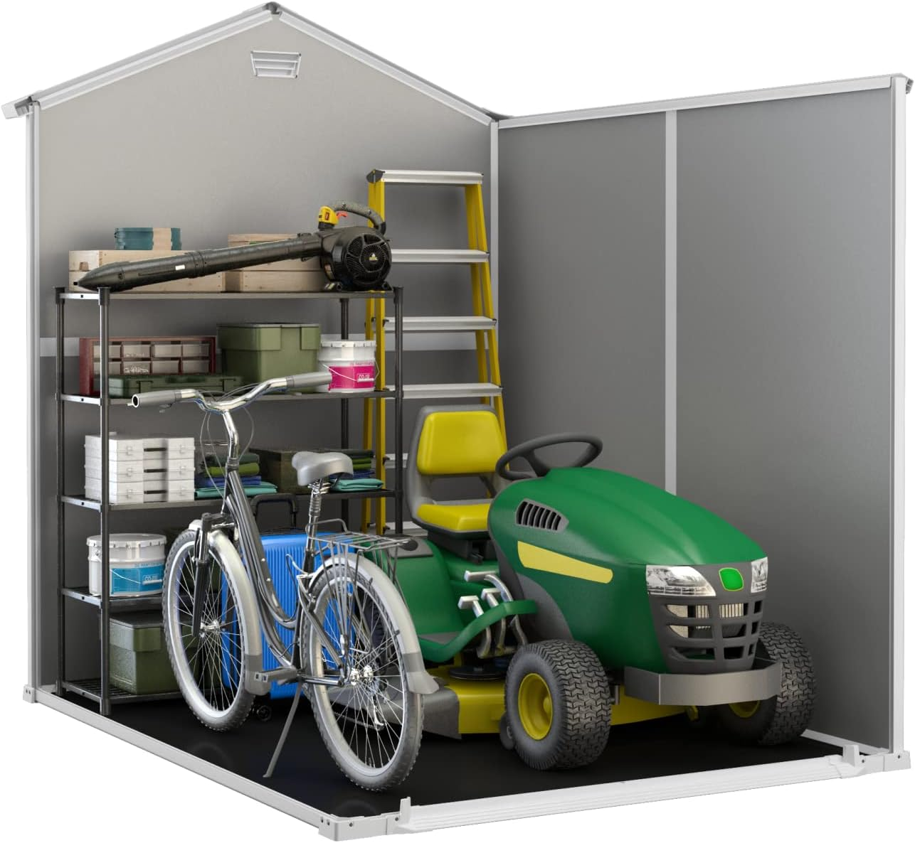 Keter Manor Outdoor Plastic Garden Storage Shed, Grey, 6 x 8 ft