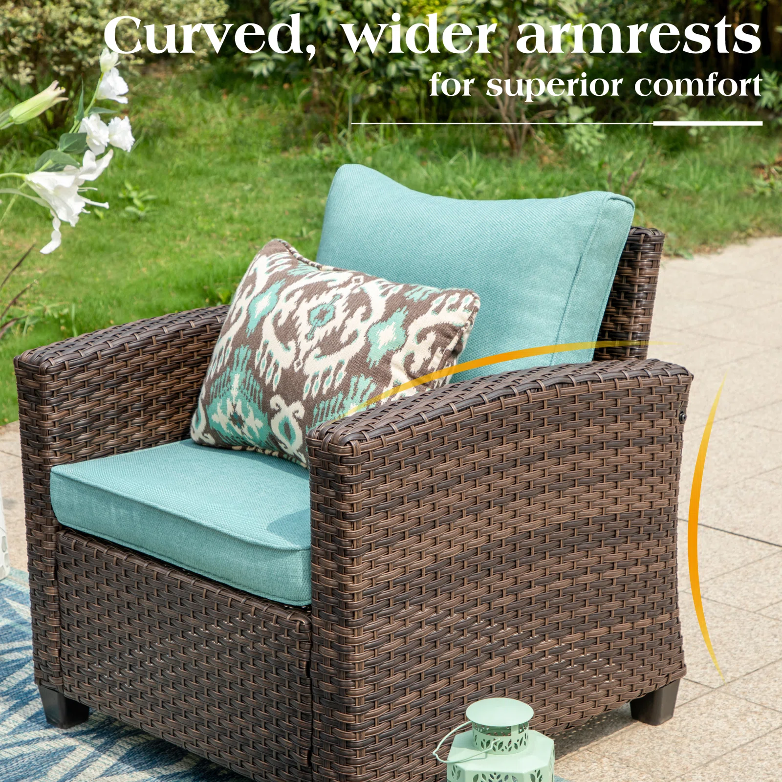 Wicker 9 - Person Garden Lounge Set with Cushions