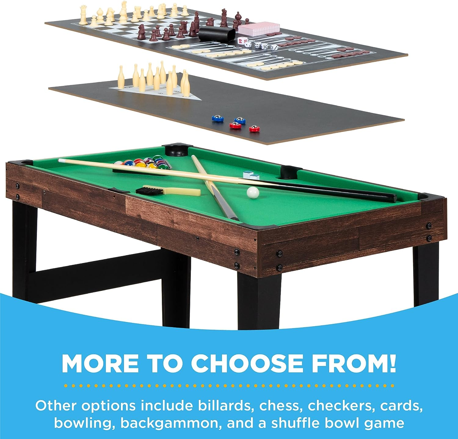 Best Choice Products 2x4ft 10-in-1 Combo Game Table Set for Home, Game Room, Friends & Family w/Hockey, Foosball, Pool, Shuffleboard, Ping Pong, Chess, Checkers, Bowling, and Backgammon