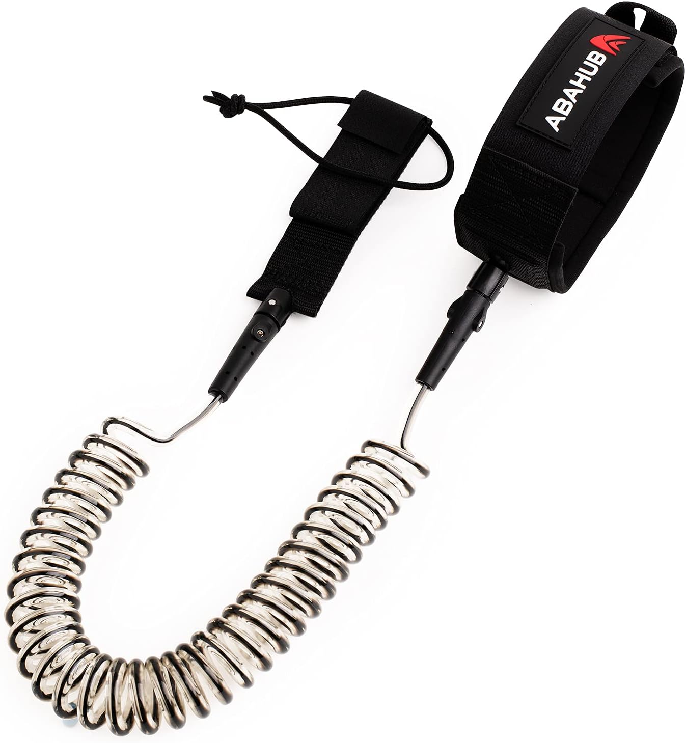 Abahub SUP Leash, Sup Zubehör, Surfboard Leash Board Sup Sicherheitsleine, Schwarz Transparent 10ft 7 mm Leash für Erwachsene