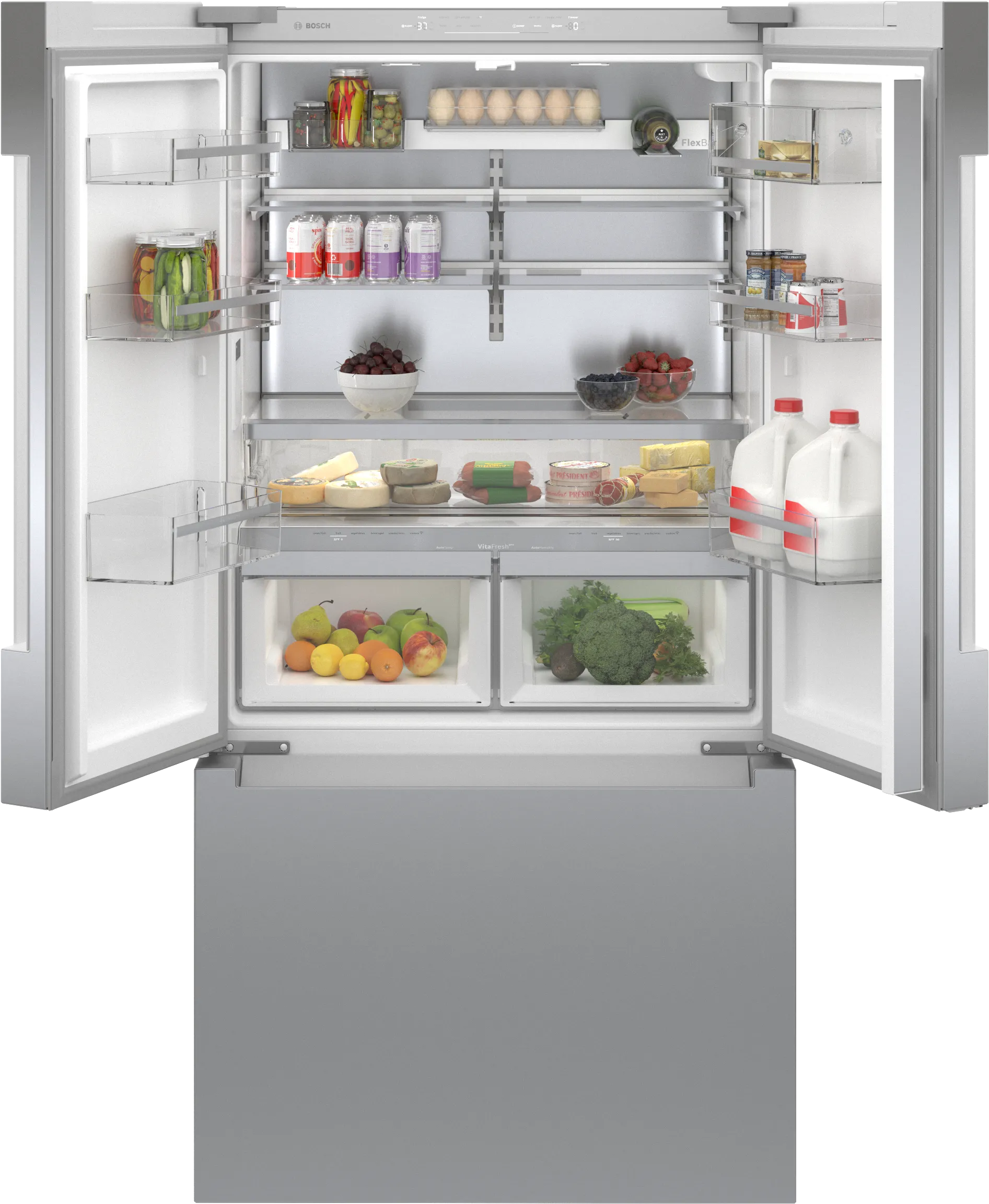 Bosch B36CT81ENS 800 Series French Door Bottom Mount Refrigerator 36'' Stainless steel (with anti-fingerprint), Total No Frost