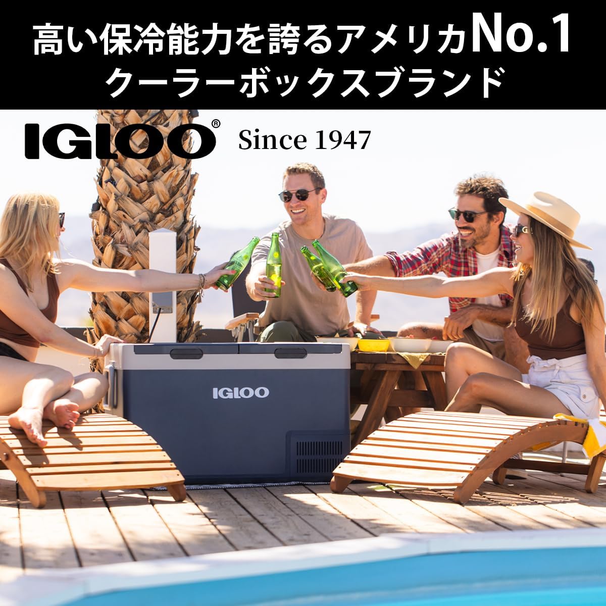 IGLOO Cooler Box, NESTABLE 4.3 gal (11 L) 27 L 55 L Blue / Gray / Authentic Dealer Made in USA / Imported Insulated Box, Large Capacity, For Outdoor Activities, Camping, BBQ, Sea, River, Beach, River