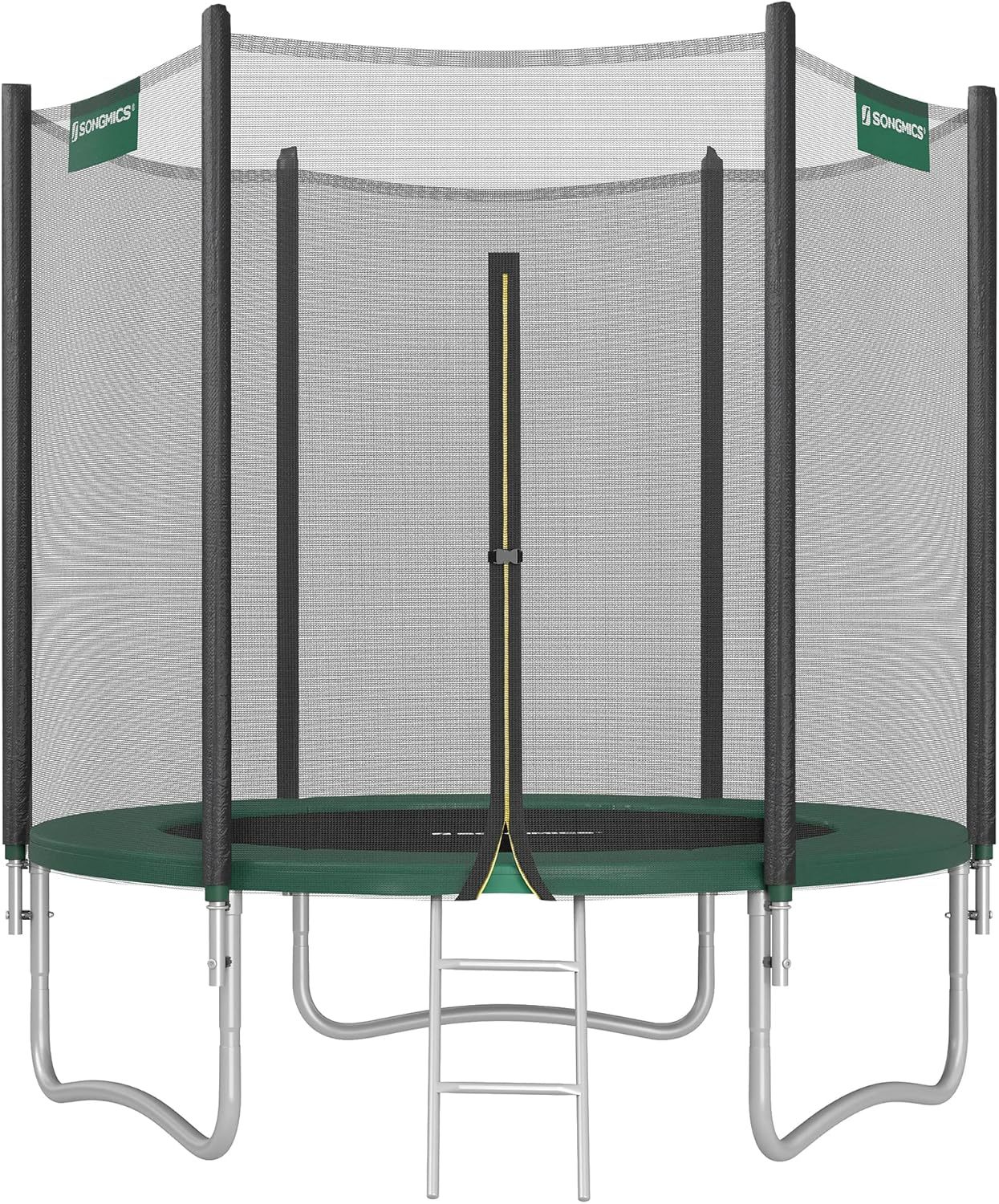 SONGMICS Outdoor Trampoline Ø 183cm, Round Garden Trampoline with Safety Net, Ladder and Padded Poles