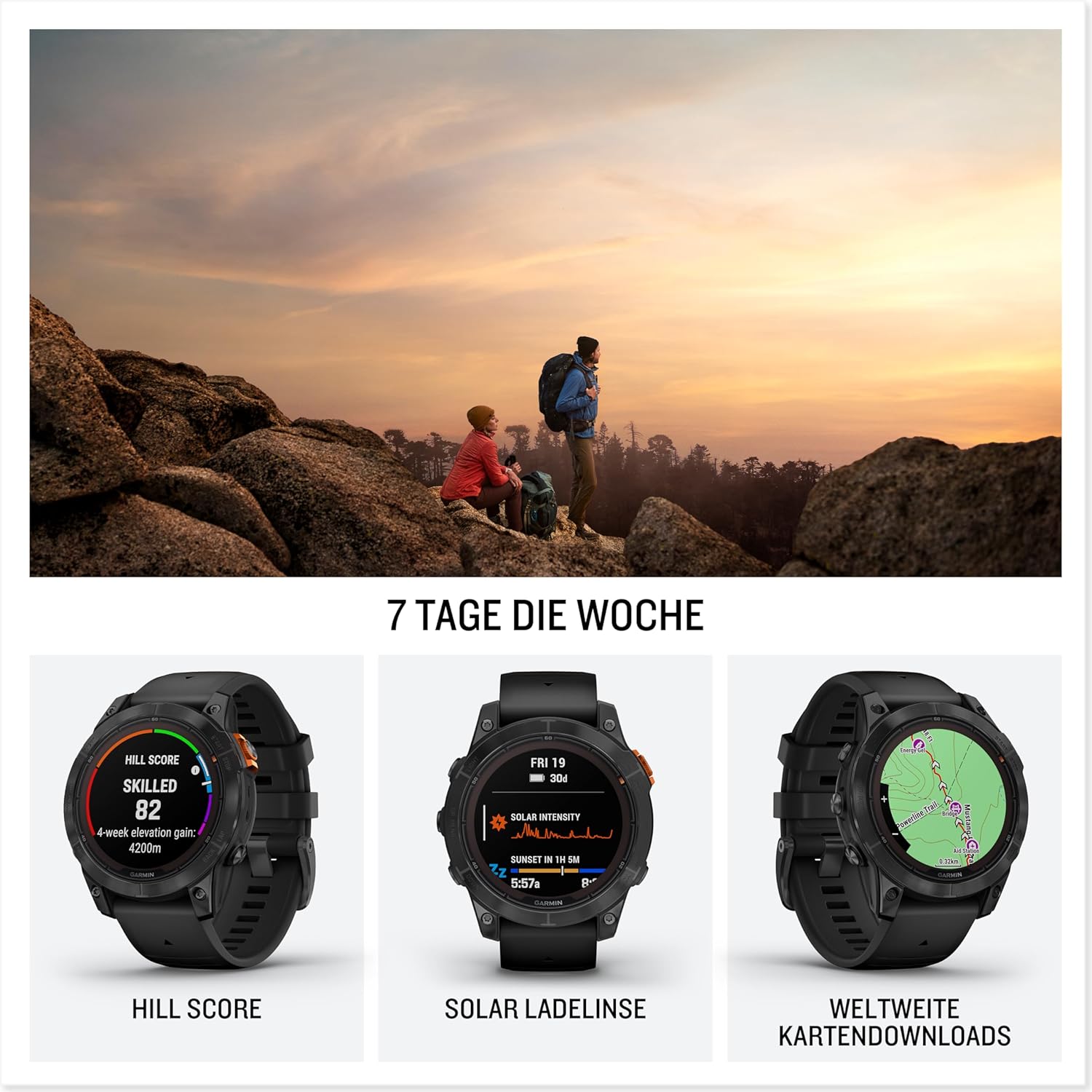 Garmin fēnix 7X Pro – GPS-Multisport-Smartwatch mit Solarladelinse, Farbdisplay und Touch-/Tastenbedienung, TOPO-Karten, über 60 vorinstallierte Sport-Apps, Music (Generalüberholt)