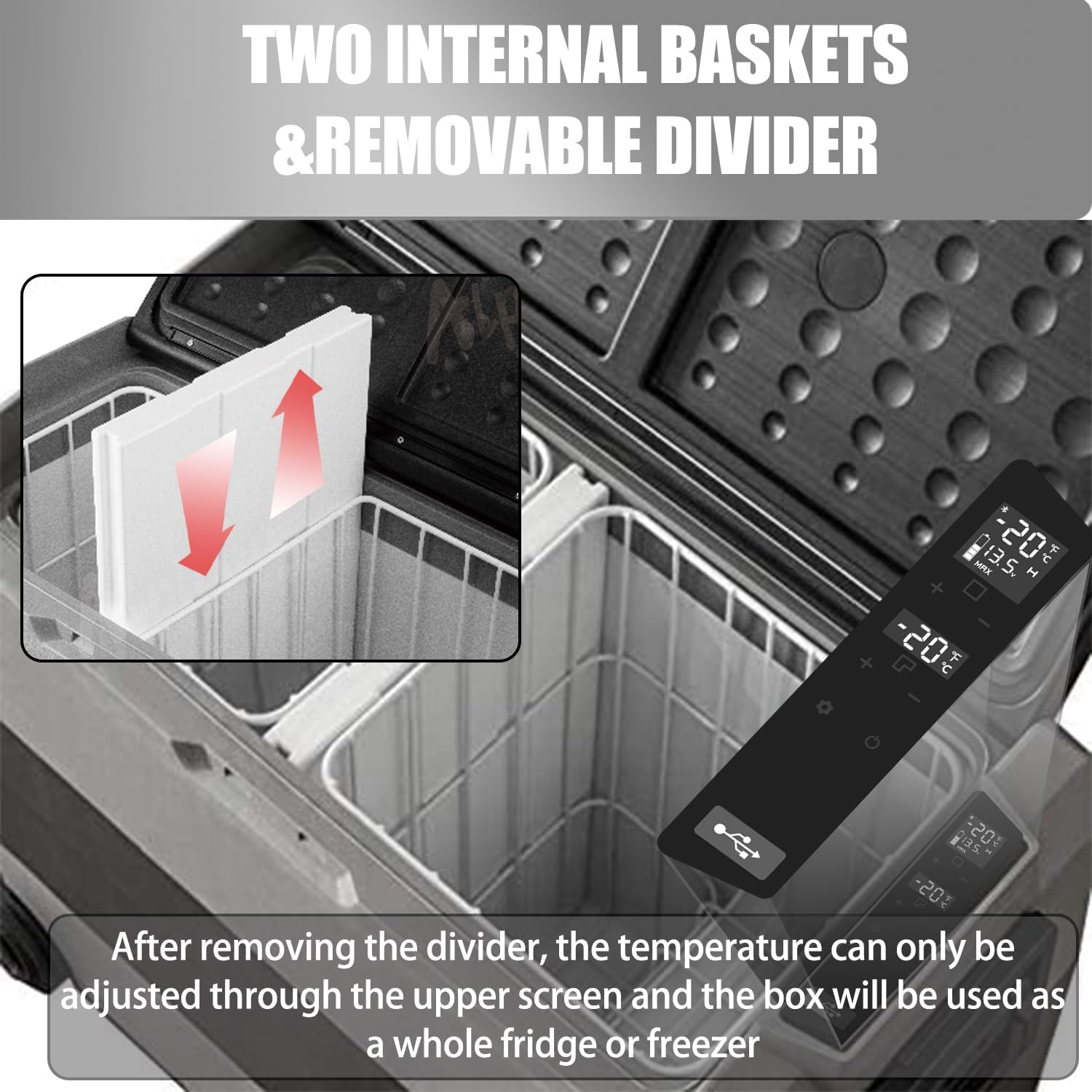 Alpicool T50 50L Compressor Car Refrigerator, Portable Camping Fridge DC 12v Freezer for TruckCampervanRVBoat, -20℃ to 20℃, with USB Socket