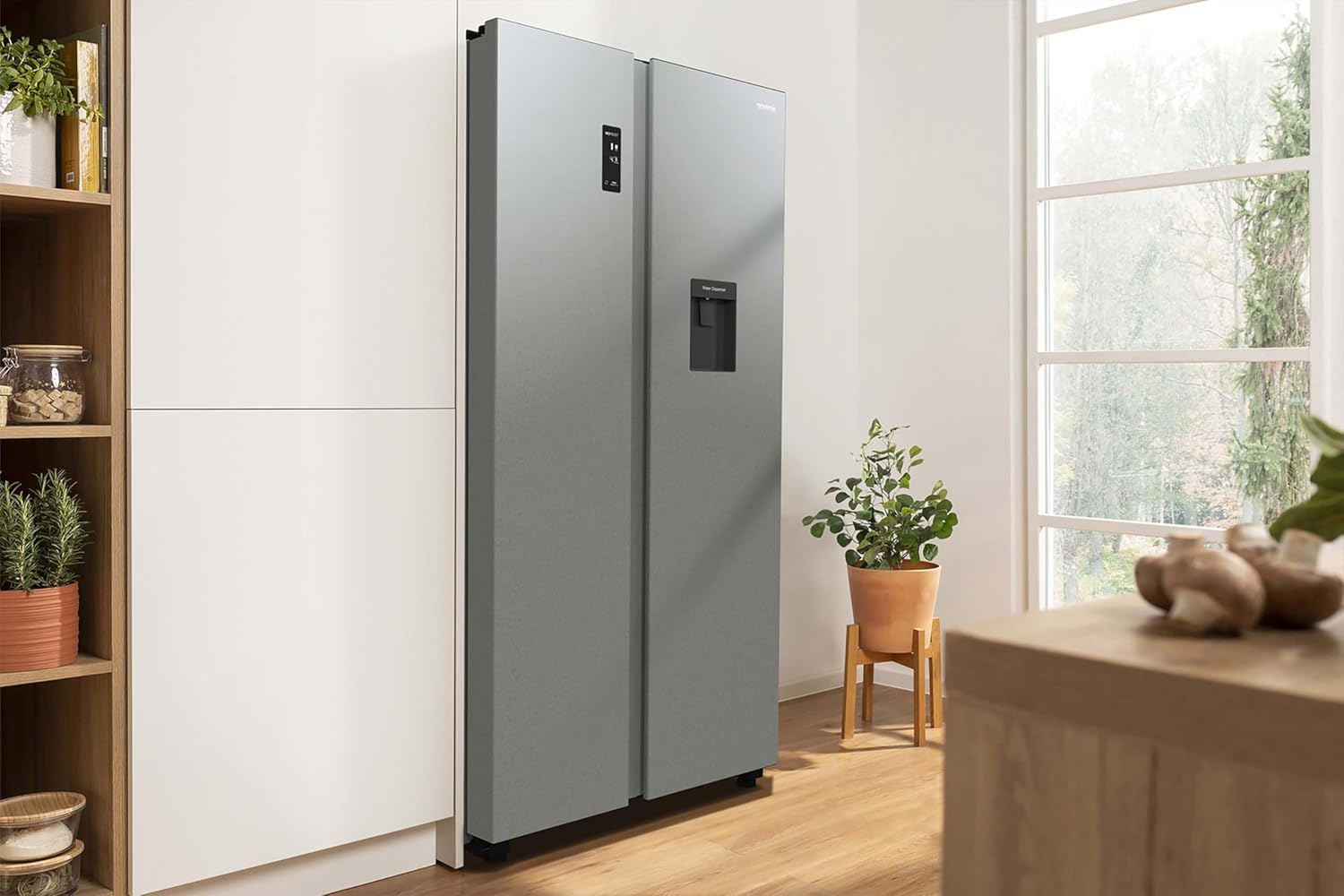 Gorenje NRR 9185 EAXLWD Side by Side Fridge-Freezer, Made in Europe, EEK E, NoFrostPlus, Inverter Compressor, Crisp Zone, ConvertActive Zone, FastFreeze, 70 Inch, Stainless Steel [Energy Class E]
