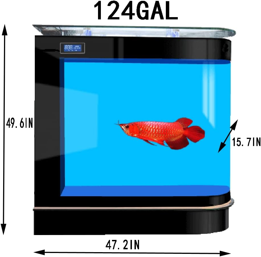 124Gal LED Aquarium Kit Upright Fish Tank Large Glass Fishbowl Glsaa Bar for Patios Living Office Room and Kitchen