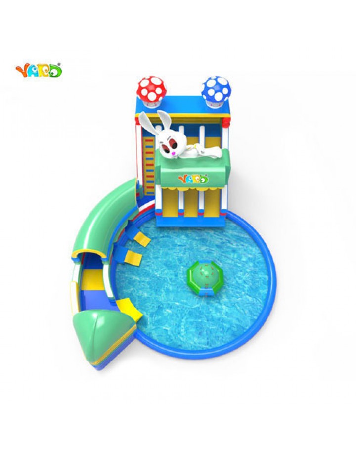 YARD Large Inflatable Water Park with Water Slide Tunnel Disco Boat Pool