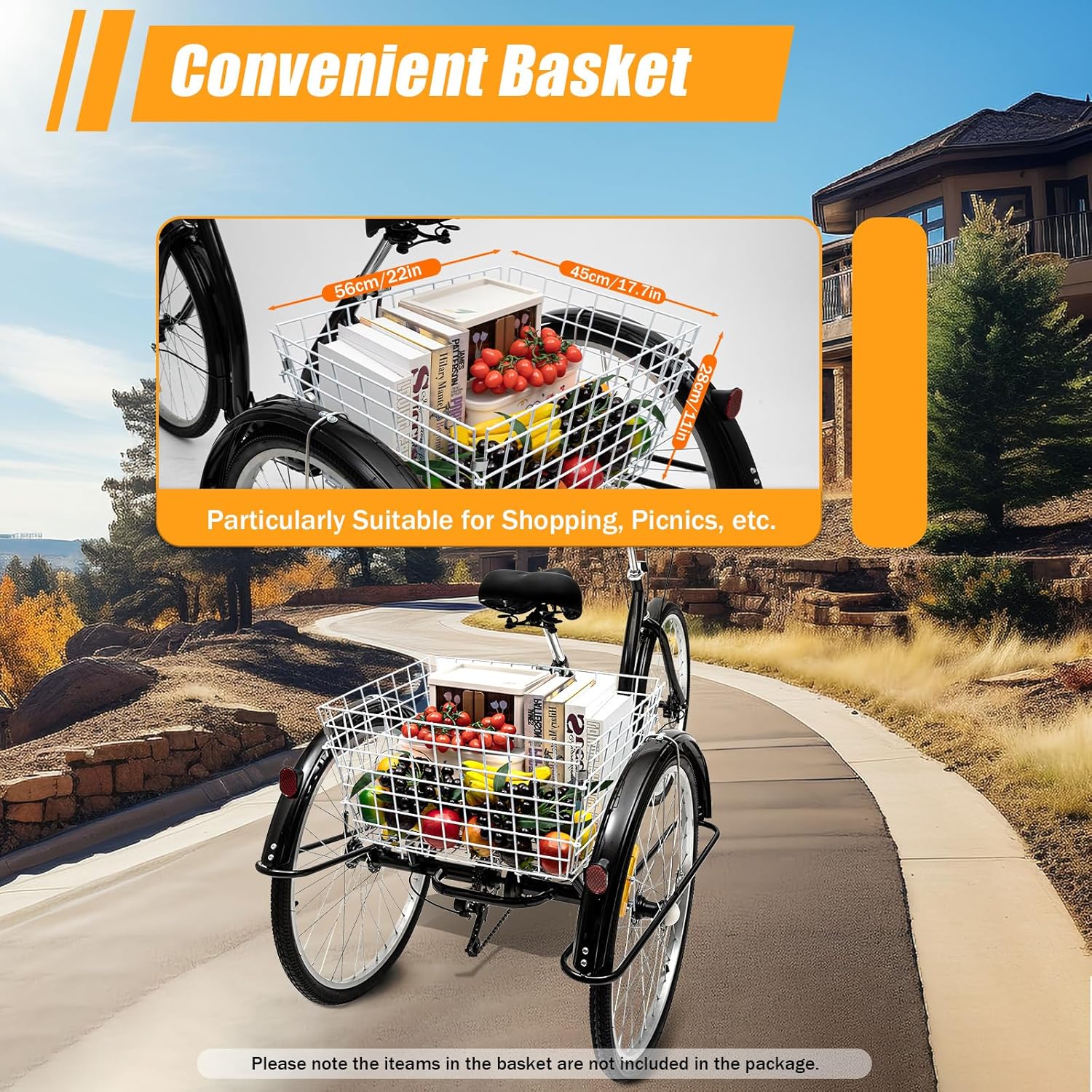 26 Zoll 3 Rad Dreirad mit Einkaufskor