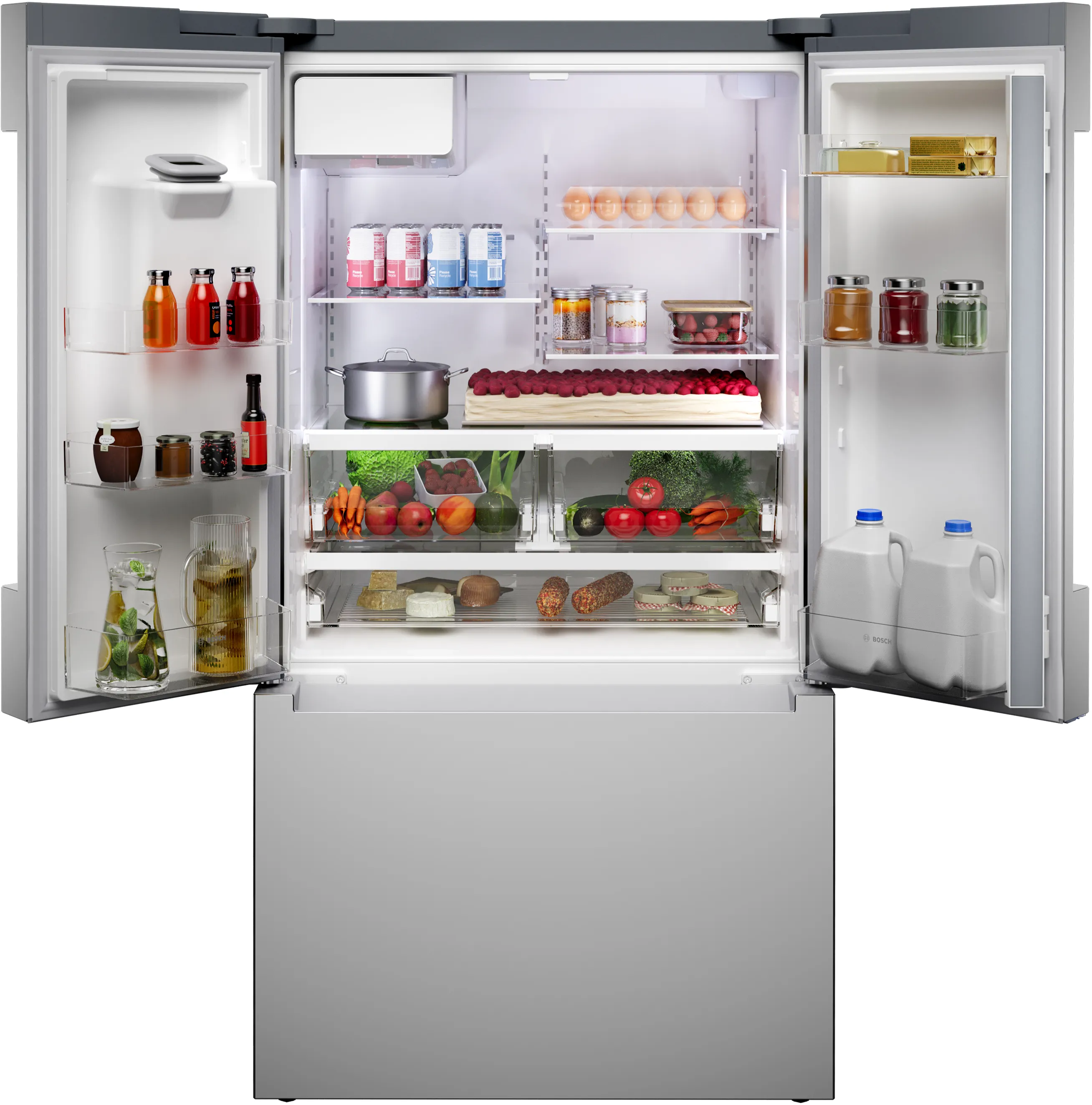 Bosch B36FD10ENS 100 Series French Door Bottom Mount Refrigerator 36'' Stainless steel (with anti-fingerprint), Total No Frost