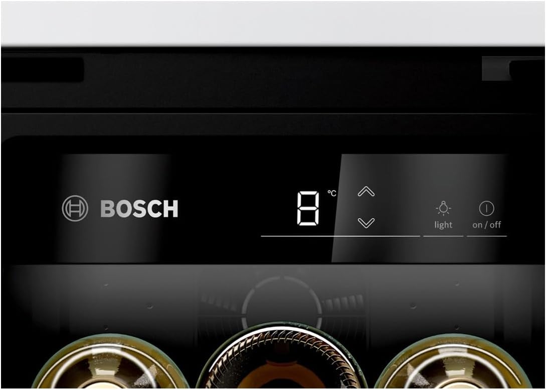 Bosch KUW20VHF0 Series 6 Wine Refrigerator, 82 x 30 cm, 21 Bottles, Temperature: 5-20°C, One Temperature Zone, 58 L, LED Lighting Even Illumination, Switchable Presenter Light [Energy Class F]