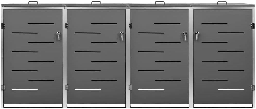 KOIECETA Wheelie Bin Box for 4 Bins Wheelie Bin Cover Wheelie Bin Bin Box Bin Box 240 L Anthracite Stainless Steel
