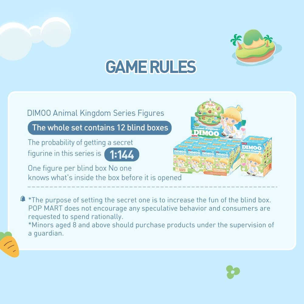 POP MART DIMOO Animal Kingdom 1PC Populaires Figurines Aléatoires Figurines d’Action Figurines de Jouet Figurines à Collectionner Cadeaux Créatifs