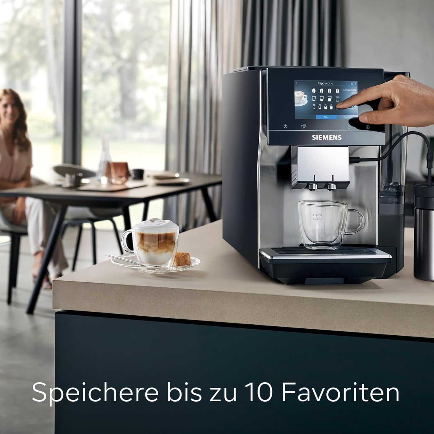 Siemens EQ700 Classic TP715D01 Fully Automatic Coffee Machine, App Control, Cold Brew, Intuitive Full-Touch Display, Up to 10 Individual Coffee Creations as Favourites, Automatic Steam Cleaning, 1500