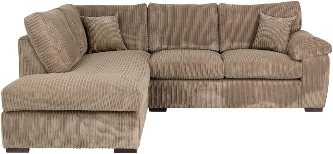 Bliss Furniture's Jumbo Cord Elegant L Shape 4-Seater Left-Hand Corner Sofa Set: Your Comfort Haven in the Living Room (Beige, Left Hand Corner)