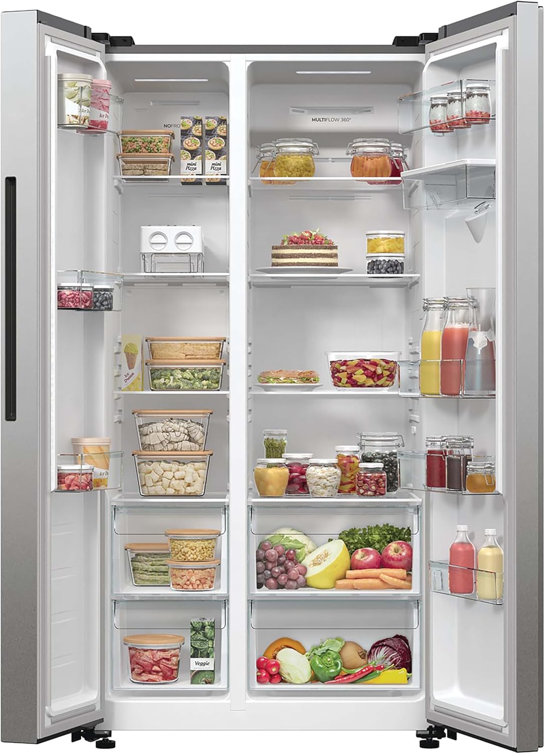 Gorenje NRR 9185 EAXLWD Side by Side Fridge-Freezer, Made in Europe, EEK E, NoFrostPlus, Inverter Compressor, Crisp Zone, ConvertActive Zone, FastFreeze, 70 Inch, Stainless Steel [Energy Class E]