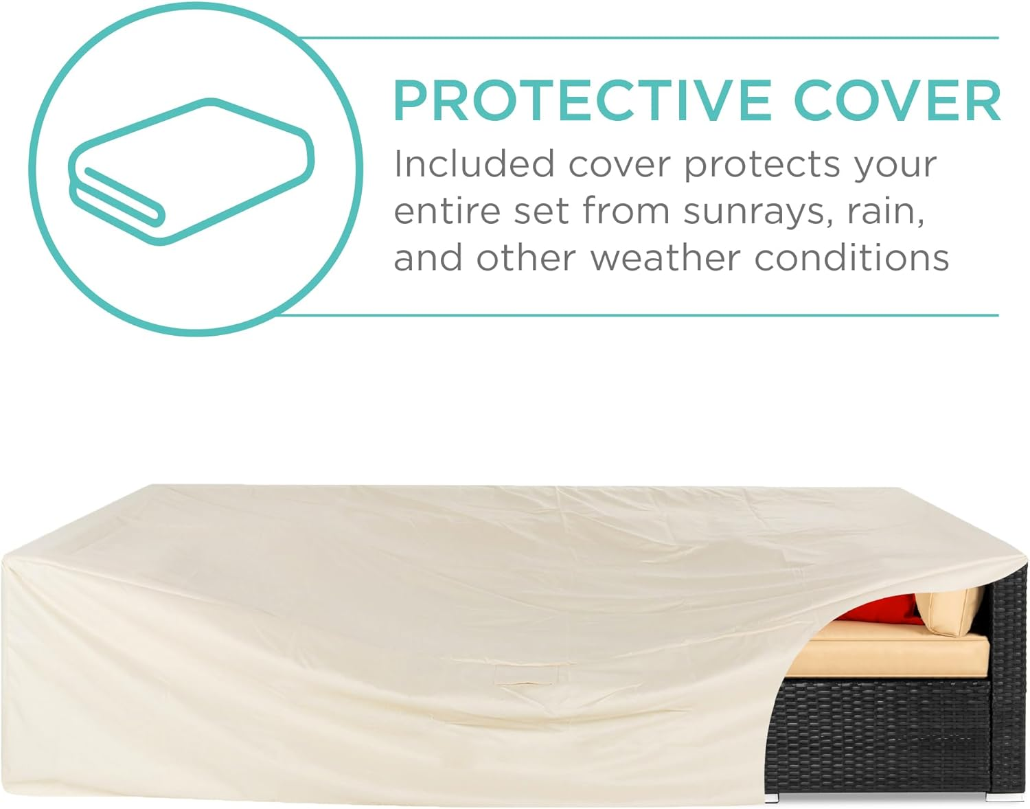 7-Piece Modular Outdoor Sectional Wicker Patio Conversation Set w/ 2 Pillows, Coffee Table