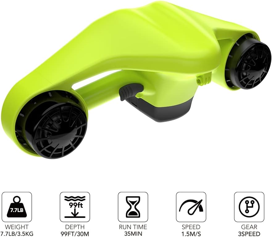 Asiwo Underwater Scooter with Action Camera Mount - Waterproof Dual Motor Sea Scooter for Diving, Swimming, Snorkeling