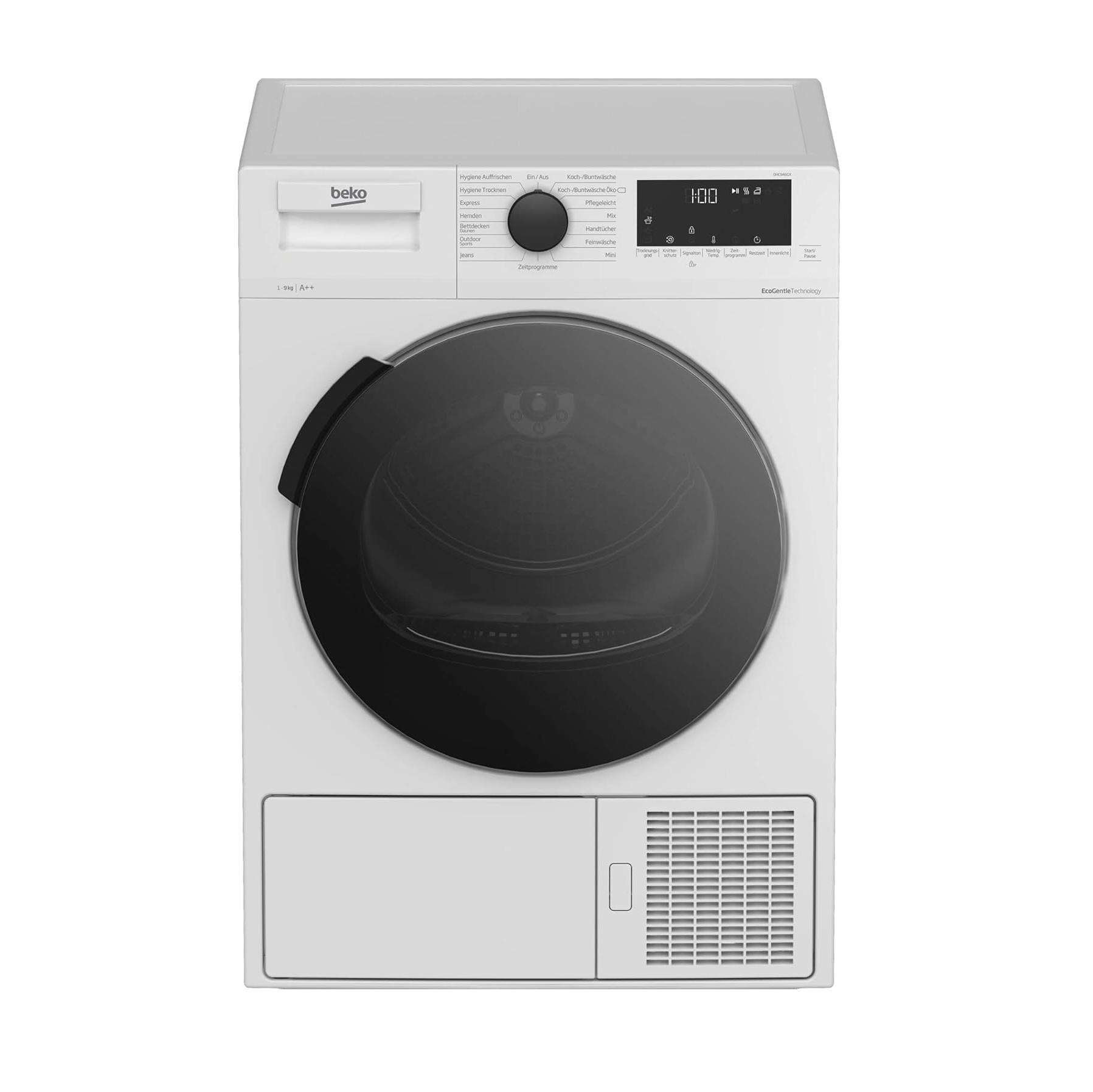 Beko DHC946GX Tumble Dryer with Heat Pump Technology, Stainless Steel Drum, 9 kg, A++, Hygienic Drying & Hygiene Refresh, White [Energy Class A++]