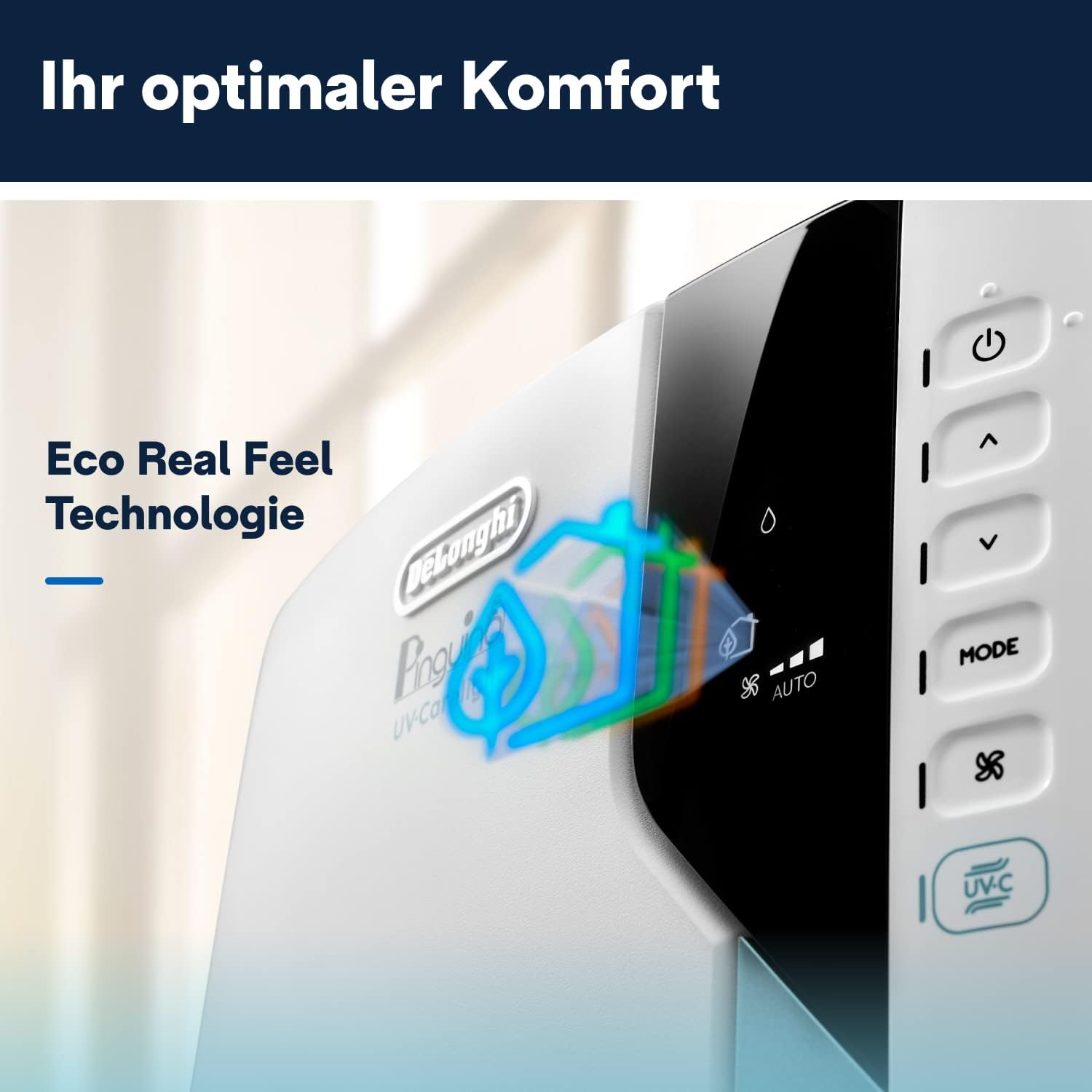 De'Longhi Pinguino PAC EX UV-Carelight, Mobile Klimaanlage mit EcoRealFeel