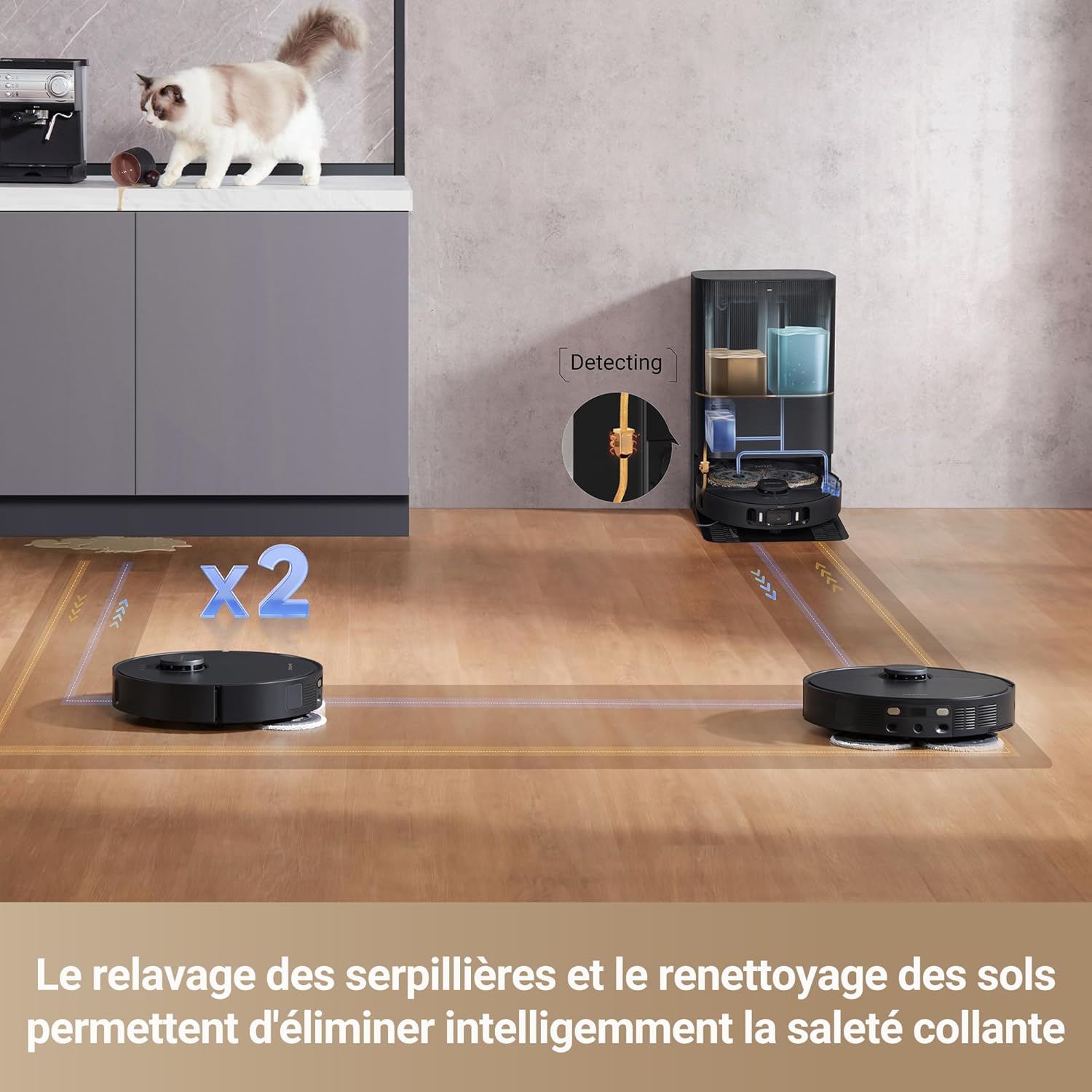 DREAME X40 Ultra Complete Robot Vacuum Cleaner with Removable and Liftable Mop, Raised Side Brush, 12,000 Pa, Mop and Scrubber with 70 C Hot Water, Liftable Brushes