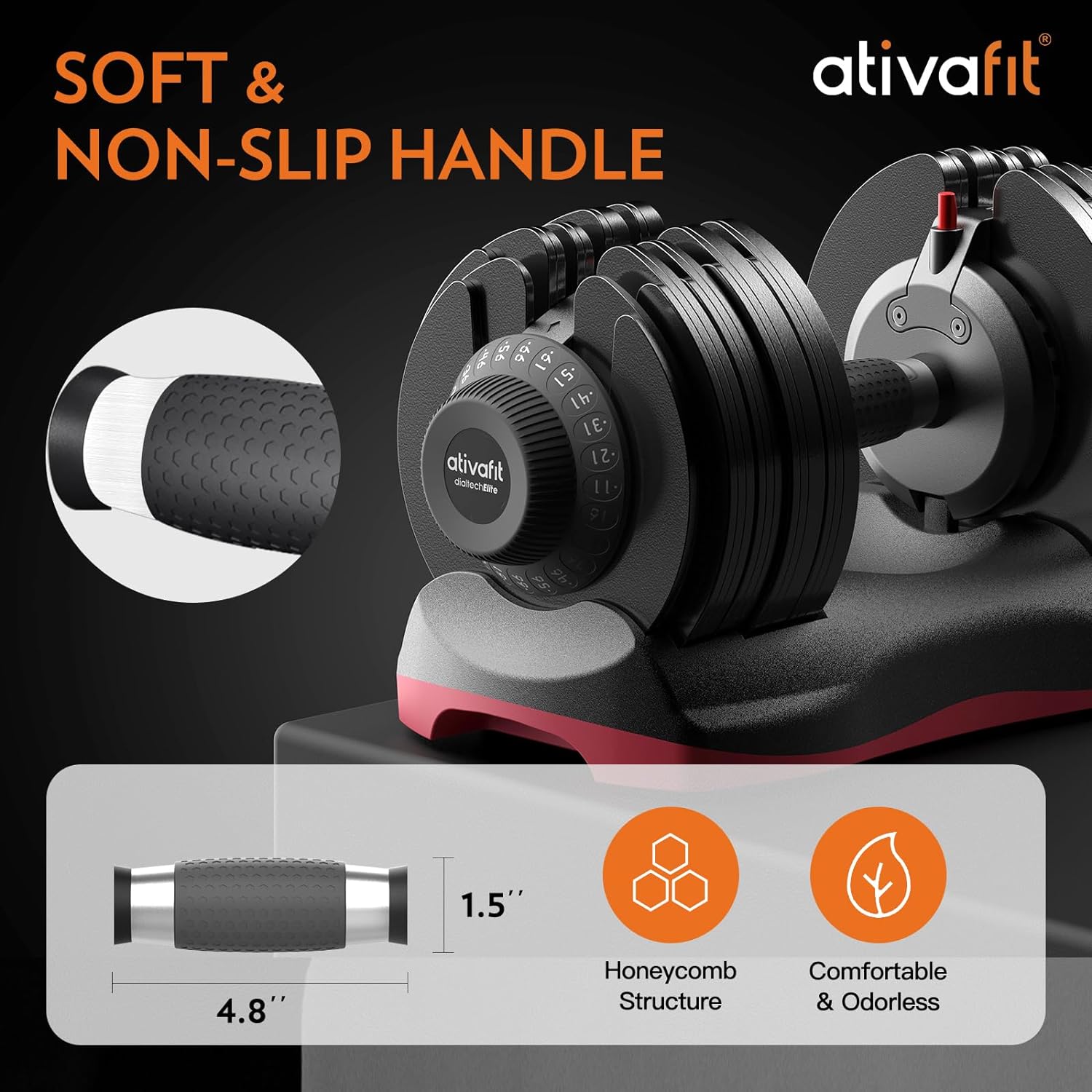 ATIVAFIT Adjustable Dumbbell Set 44LBS Pair/ 66LBS Pair Dumbbell Free Weights Dumbbell Multiweight Options for Men Women Full Body Workout Fitness Home Gym