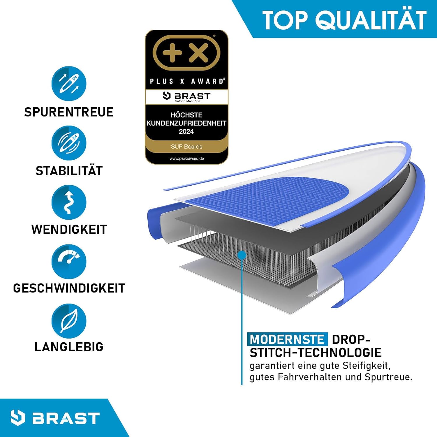 BRAST® SUP Board Summer Inflatable Stand Up Paddle Set 320 x 81 x 15 cm