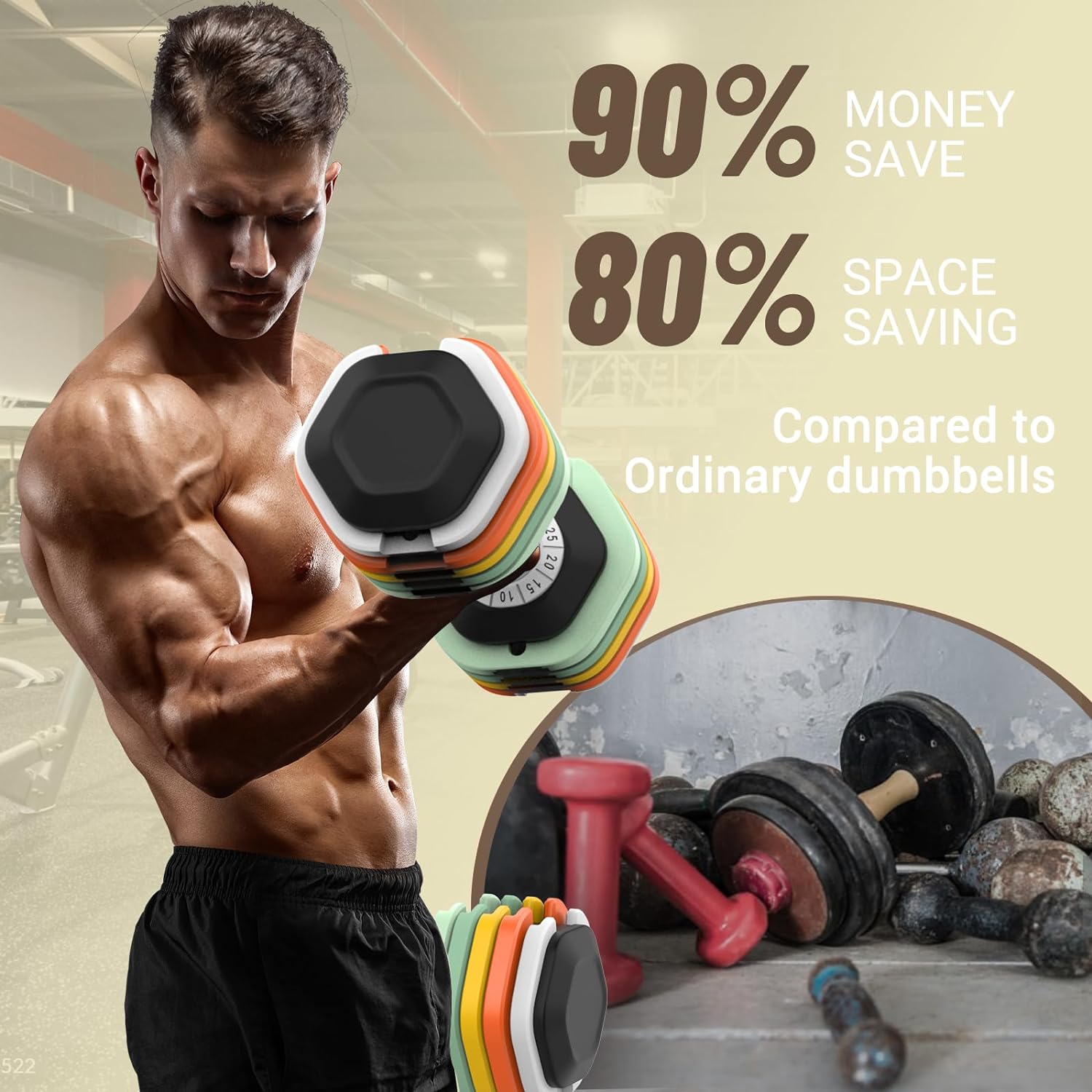 HYPATA 25/55 lbs Pair Adjustable Dumbbell Set, Adjust Dumbbell Weight for Exercises Pair Dumbbells for Men and Women in Home