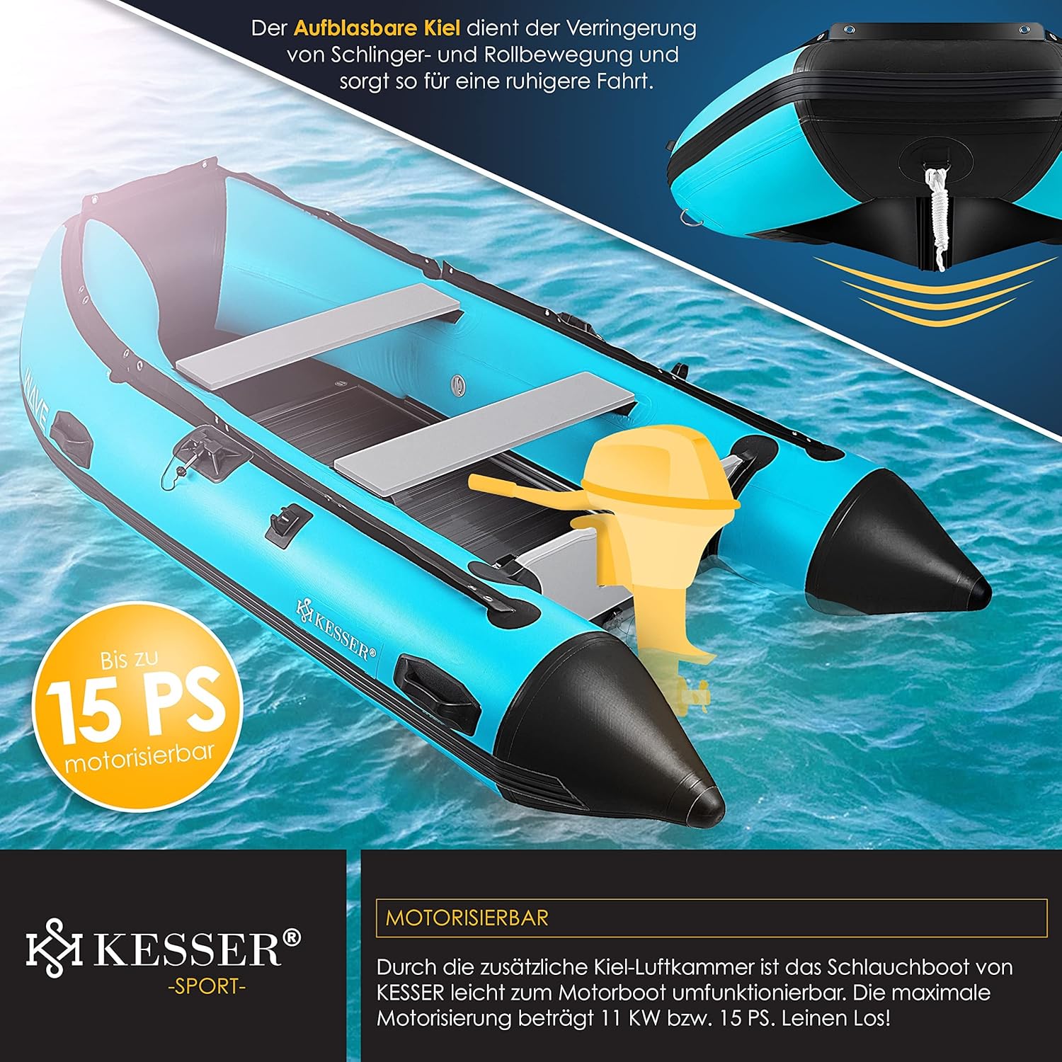 KESSER® Inflatable Boat 3.20 m for 4 People
