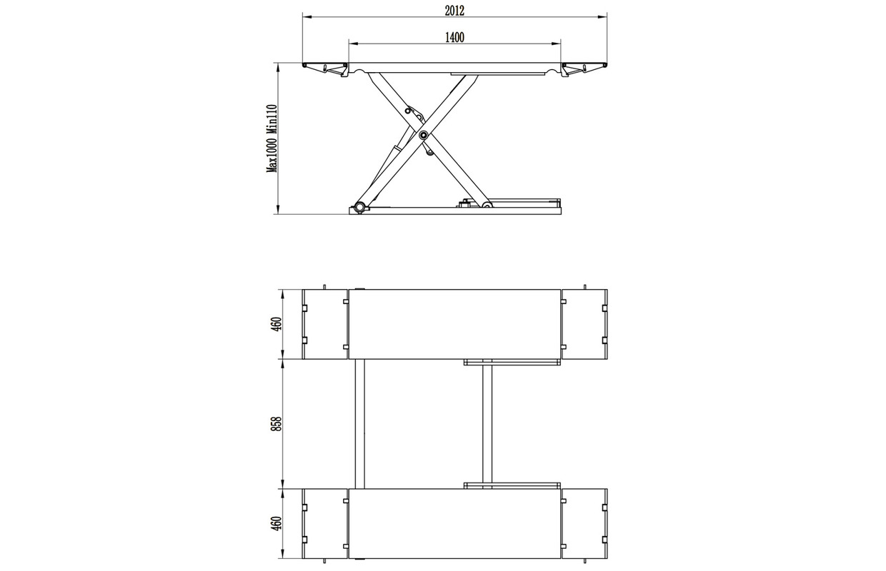 Pont ciseaux élévateur 3T 1000mm 230V MW Tools