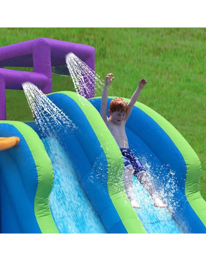 Magic Time Twin Falls Outdoor Inflatable Splash Pool Backyard Water Slide Park
