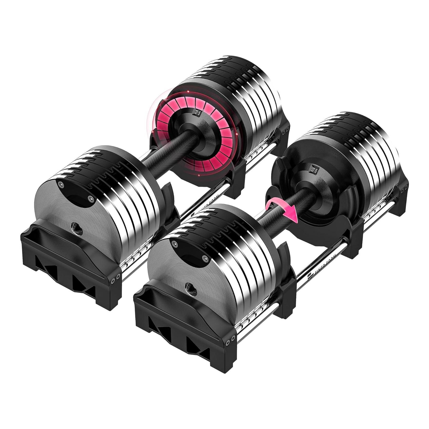 Finer Form Adjustable Dumbbells 5-32.5 LBs. Go Up Or Down in 2.5 LB Increments with These Adjustable Weights