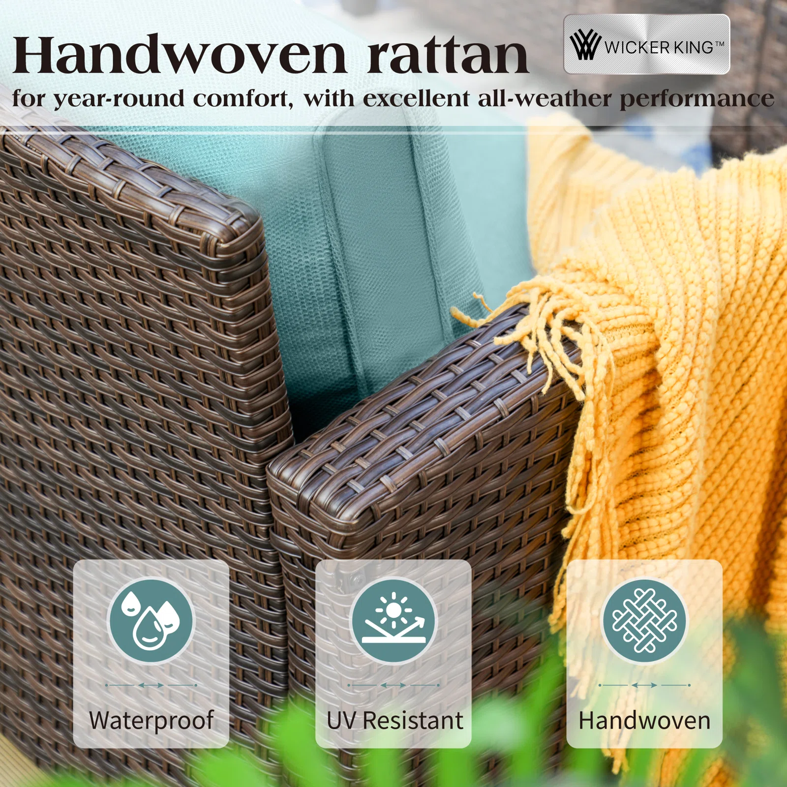 Wicker 9 - Person Garden Lounge Set with Cushions