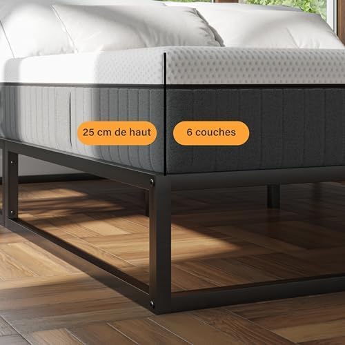 Emma Hybrid II Mattress | Memory Foam and Pocket Springs | 140 x 190 cm | Height 25 cm | Medium Firm (H7) | 7 Zone Support | Ergonomic | Ultra-Breathable | Durable | Washable Cove