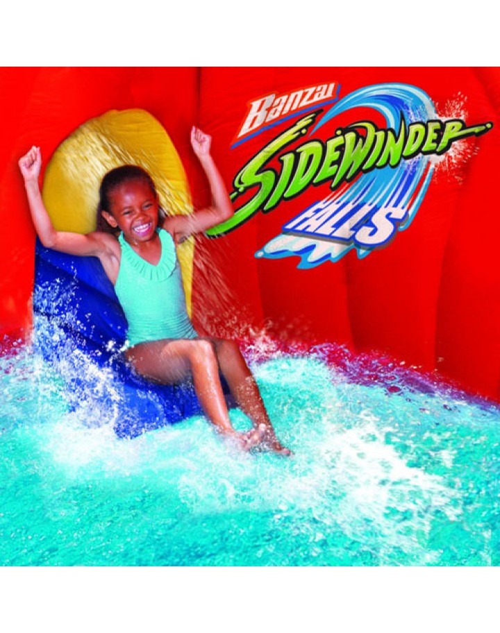 Banzai Sidewinder Falls 15 Foot Inflatable Waterpark Water Slide Spring Summer Inflatable Air Backyard Backyard Pool Spray Splash Bounce Toy