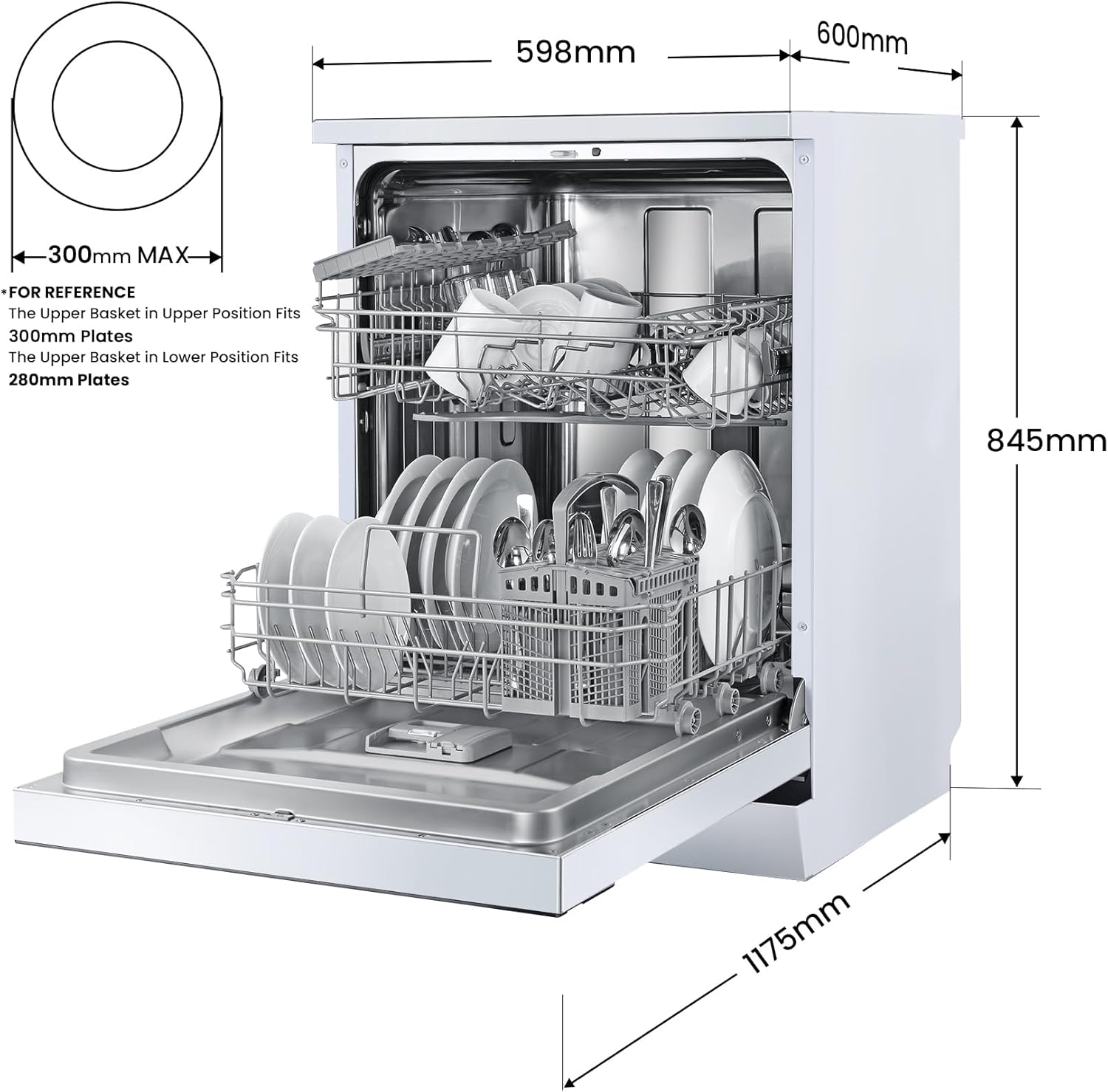 COMFEE' Freestanding Dishwasher FD1435E-W with 14 place settings