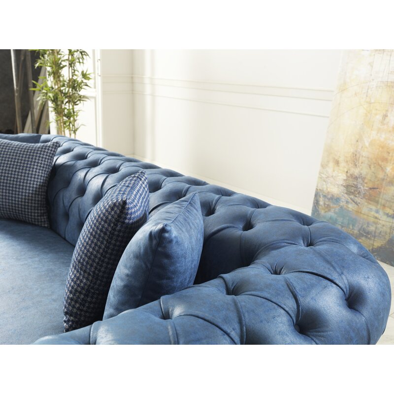 Pritt 96.1” Rolled Arm Chesterfield Sofa