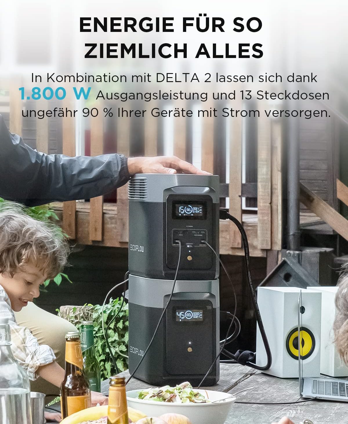 EF ECOFLOW Delta 2 additional battery 1024Wh expandable energy for camping, emergency power supply, home, motorhome, minor