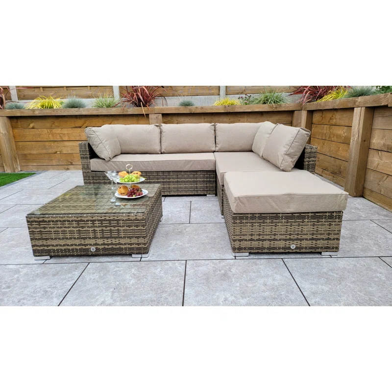 Margaret Wicker 5 - Person Garden Lounge Set with Cushions