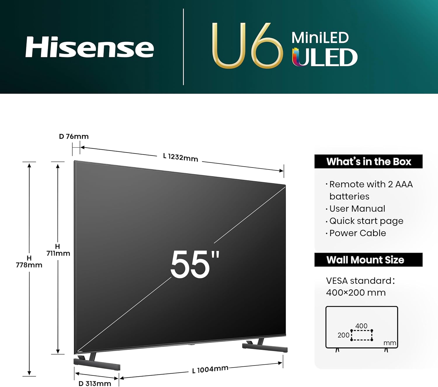 Hisense 65U7NQ 164cm (65-inch) TV